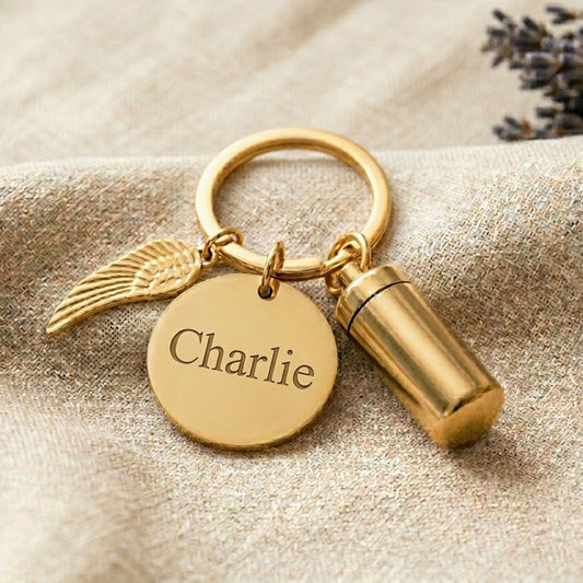 Personalised Pet Memorial Keychain with Keepsake Capsule