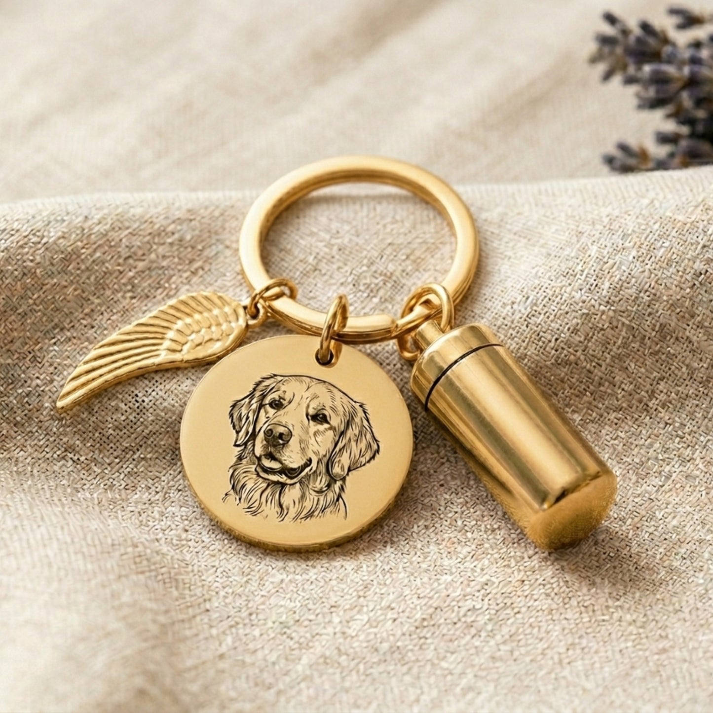 Personalised Pet Memorial Keychain with Keepsake Capsule