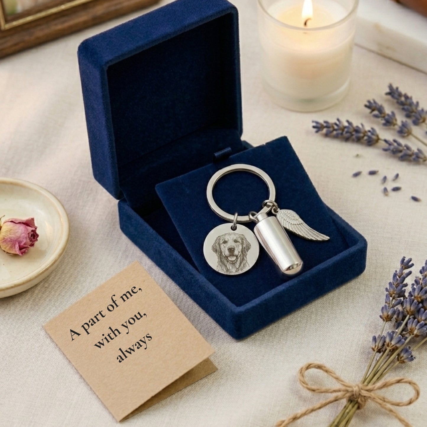 Personalised Pet Memorial Keychain with Keepsake Capsule