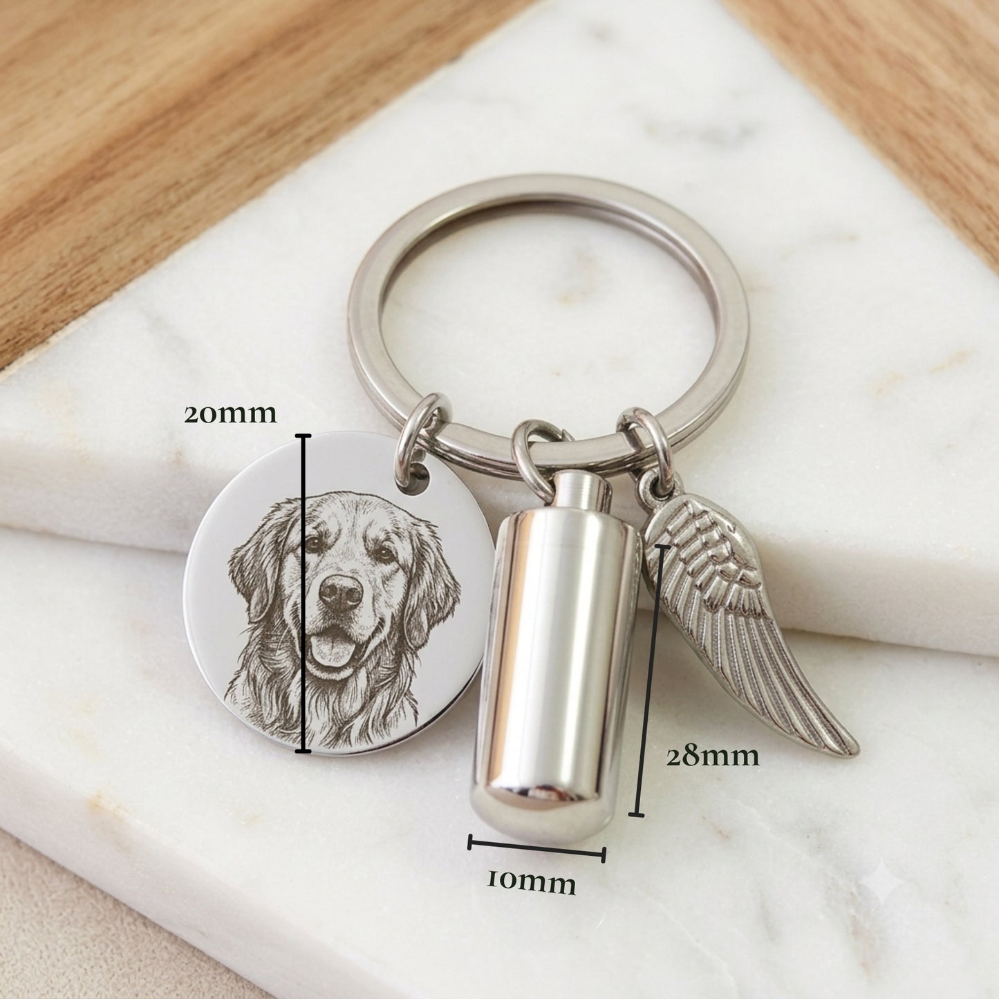 Personalised Pet Memorial Keychain with Keepsake Capsule