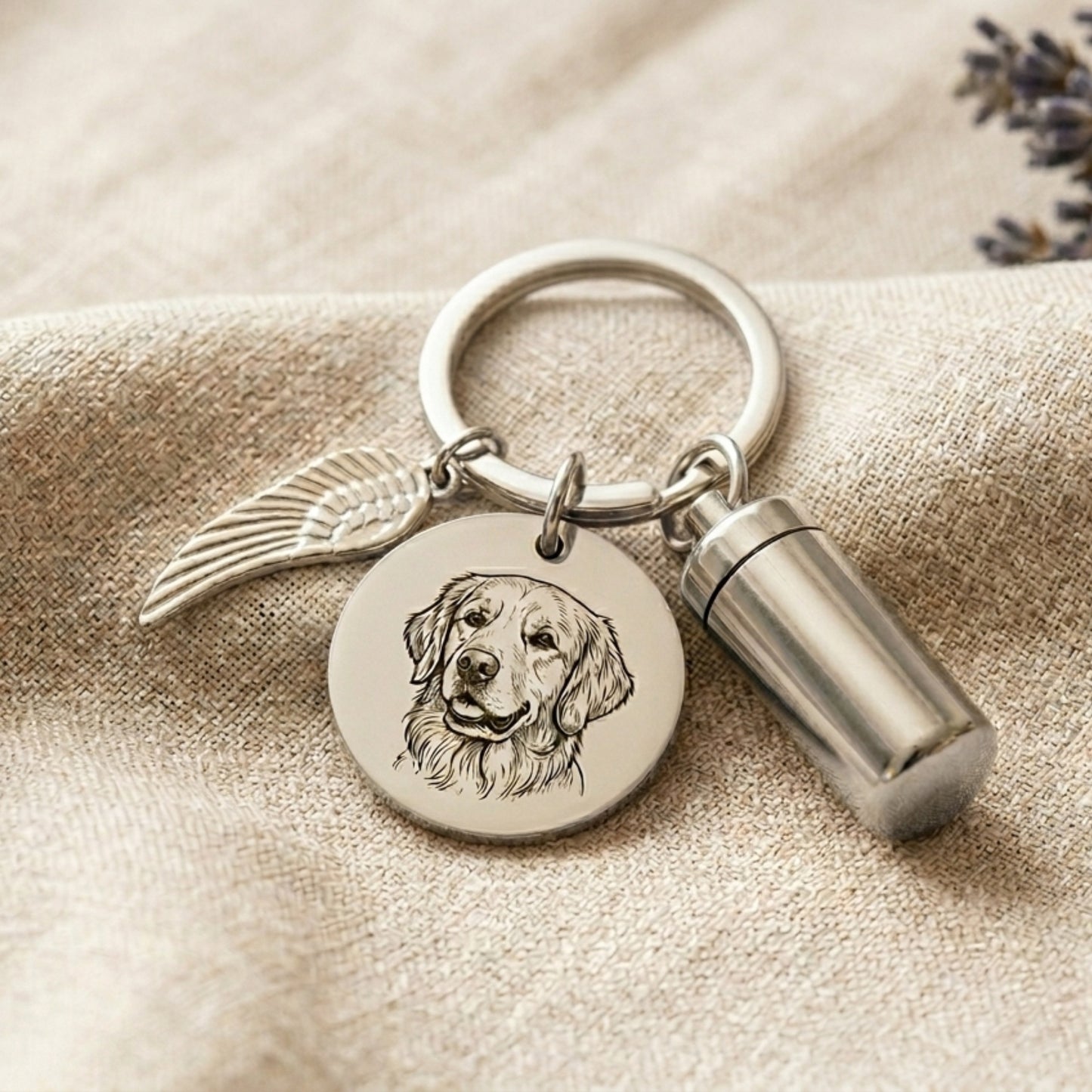 Personalised Pet Memorial Keychain with Keepsake Capsule